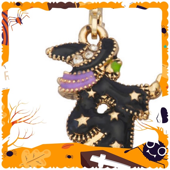 Halloween Embellished Dangling Witch Earrings Goldtone - Picture 3 of 3